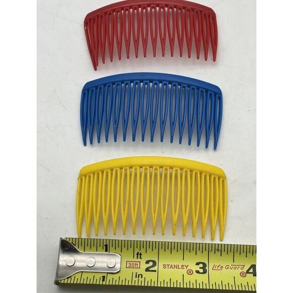 Goody USA Vintage Hair Combs Lot Of 3 Red Blue Yellow 3" - Picture 2 of 6